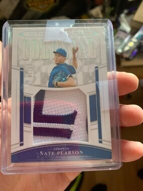 Nate Pearson National Treasures Colossal Patch Serial Numbered 4/10 Blue Jays